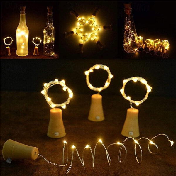 10PCS 2M LED Solar Bottle Stopper Cork String Lights, 20 LEDs Copper Wire Fairy Lights for Christmas Outdoor Garden Decoration, Weddings and Parties 2