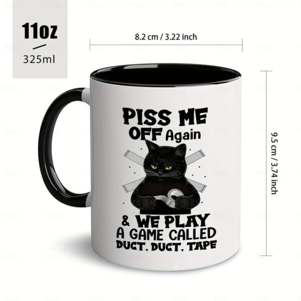 1pc 11oz Ceramic Coffee Mug with Black Cat Design for Home and Office Use - Perfect Gift for Coffee Lovers 2025 - US $14.49