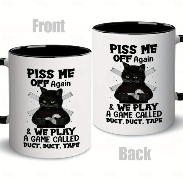 1pc 11oz Ceramic Coffee Mug with Black Cat Design for Home and Office Use - Perfect Gift for Coffee Lovers 2025 - US $14.49