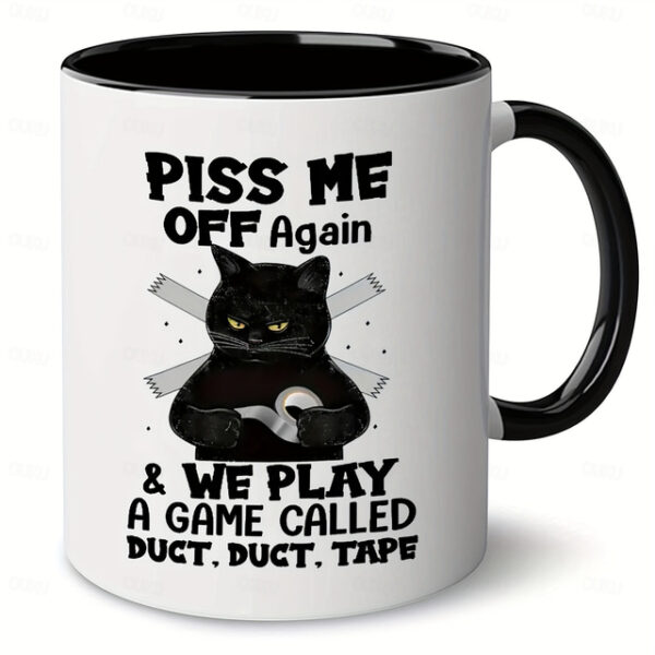 1pc 11oz Ceramic Coffee Mug with Black Cat Design for Home and Office Use - Perfect Gift for Coffee Lovers 2025 - US $14.49