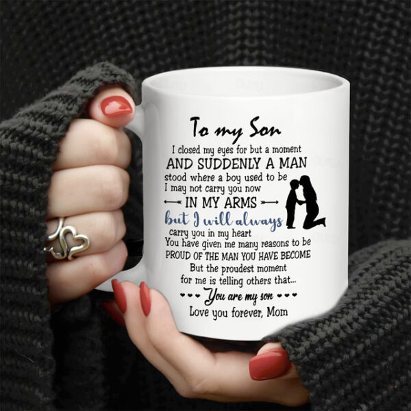 1pc Birthday Gift Mug For Son 11oz Ceramic Coffee Mug To My Son Love Mom Touching Quote Great Xmas Gift Graduation Present For Him Christmas Mother So