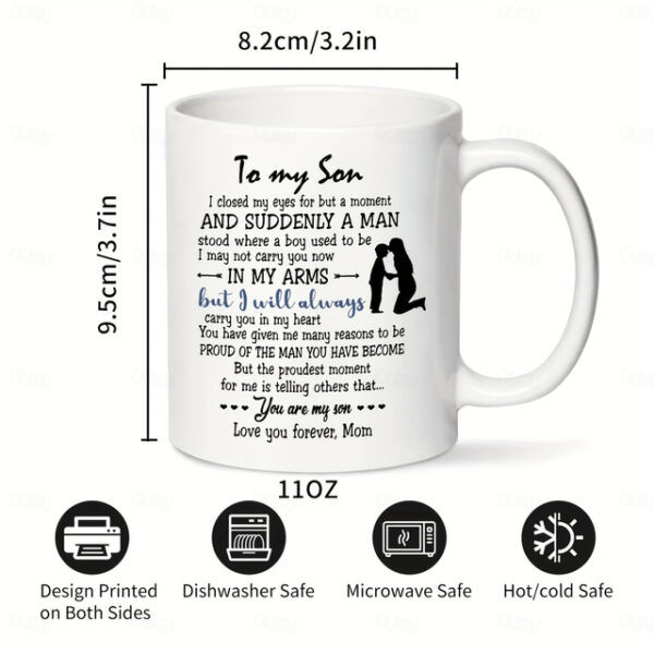 1pc Birthday Gift Mug For Son 11oz Ceramic Coffee Mug To My Son Love Mom Touching Quote Great Xmas Gift Graduation Present For Him Christmas Mother So