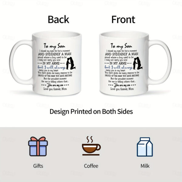 1pc Birthday Gift Mug For Son 11oz Ceramic Coffee Mug To My Son Love Mom Touching Quote Great Xmas Gift Graduation Present For Him Christmas Mother So