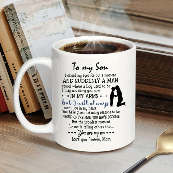 1pc Birthday Gift Mug For Son 11oz Ceramic Coffee Mug To My Son Love Mom Touching Quote Great Xmas Gift Graduation Present For Him Christmas Mother So