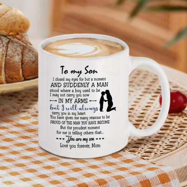 1pc Birthday Gift Mug For Son 11oz Ceramic Coffee Mug To My Son Love Mom Touching Quote Great Xmas Gift Graduation Present For Him Christmas Mother So