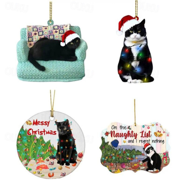 1pc Black Cat Hanging Decor, Christmas Ornament, Christmas Party Decoration, Christmas Tree Hanging Ornaments 2025 - US $4.99