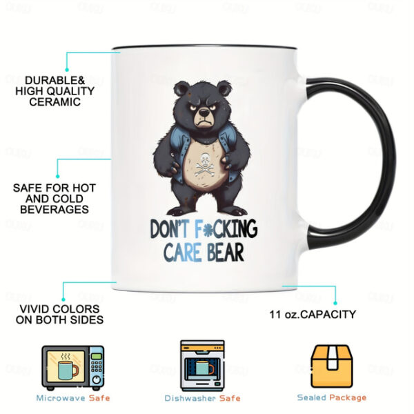 1pc Funny Black Bear Coffee Mug Novelty Coffee Mug Funny Mug Couple Style Funny Coffee Mug Funny Coffee Mug For Friends 11oz Ceramic Mug Summer Winter