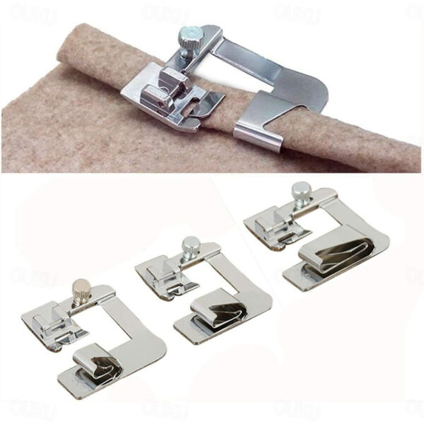 3 Sizes Wide Rolled Hem Pressure Foot Sewing Machine Presser Foot Hemmer Foot Set 1/2 Inch 3/4 Inch 1 Inch Low Shank Sewing Machine Presser Foot for B