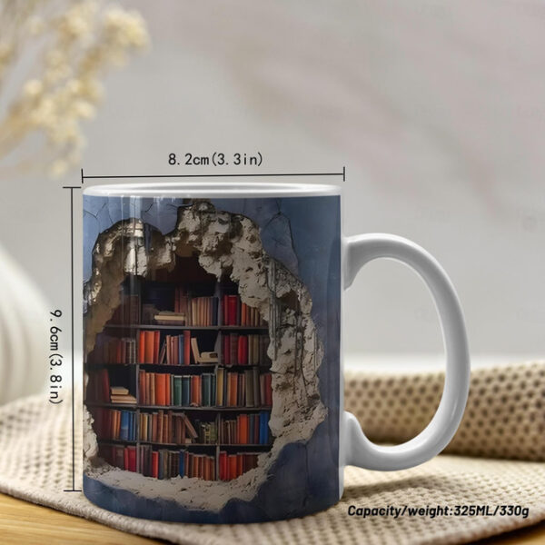 3D Bookshelf Mug, Ceramic Mug,Library Bookshelves Hole In A Wall Mug,Book Lovers Coffee Mug, Cool Bookish Gifts for Readers Christmas Xmas Gift 2025