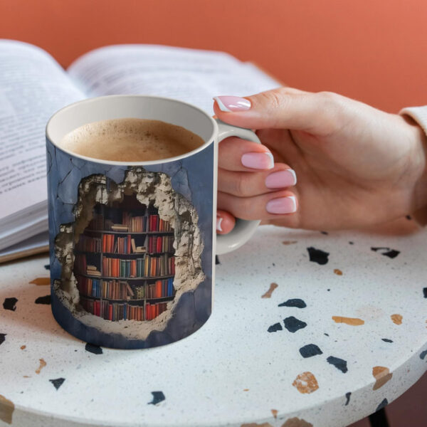 3D Bookshelf Mug, Ceramic Mug,Library Bookshelves Hole In A Wall Mug,Book Lovers Coffee Mug, Cool Bookish Gifts for Readers Christmas Xmas Gift 2025