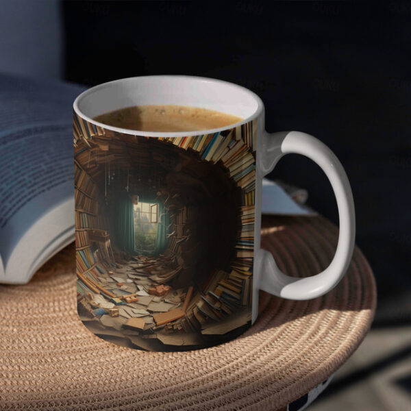 3D Bookshelf Mug, Library Bookshelf Mug, Book Lover Coffee Mug, Creative Design Ceramic Coffee Mug, Gifts for Readers Bookish Book Lovers 2025 - US $1