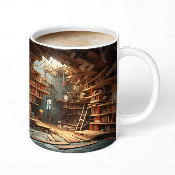 3D Bookshelf Mug, Library Bookshelf Mug, Book Lover Coffee Mug, Creative Design Ceramic Coffee Mug, Gifts for Readers Bookish Book Lovers 2025 - US $1