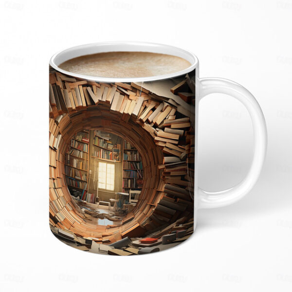 3D Bookshelf Mug, Library Bookshelf Mug, Book Lover Coffee Mug, Creative Design Ceramic Coffee Mug, Gifts for Readers Bookish Book Lovers 2025 - US $1