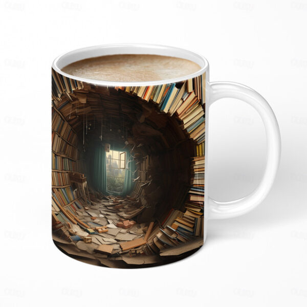 3D Bookshelf Mug, Library Bookshelf Mug, Book Lover Coffee Mug, Creative Design Ceramic Coffee Mug, Gifts for Readers Bookish Book Lovers 2025 - US $1