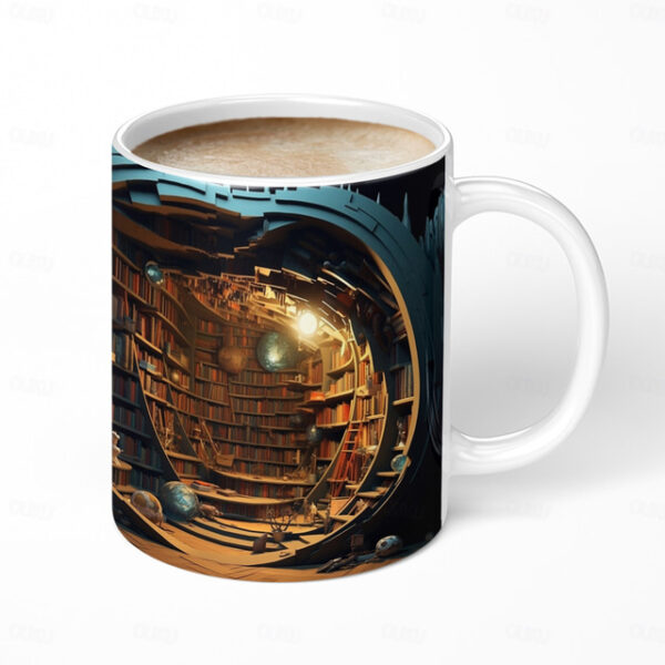 3D Bookshelf Mug, Library Bookshelf Mug, Book Lover Coffee Mug, Creative Design Ceramic Coffee Mug, Gifts for Readers Bookish Book Lovers 2025 - US $1