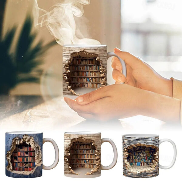 3D Bookshelf Mug Sublimation, 3D Book Mug Wrap, 11oz And 15 Oz Mug Design, 3D Mug Wrap, 11oz Mug Png, 15oz Mug PNG Book Lover Mug Coffee Mug 2025 - US