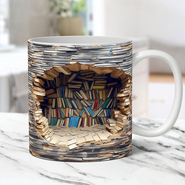 3D Bookshelf Mug Sublimation, 3D Book Mug Wrap, 11oz And 15 Oz Mug Design, 3D Mug Wrap, 11oz Mug Png, 15oz Mug PNG Book Lover Mug Coffee Mug 2025 - US