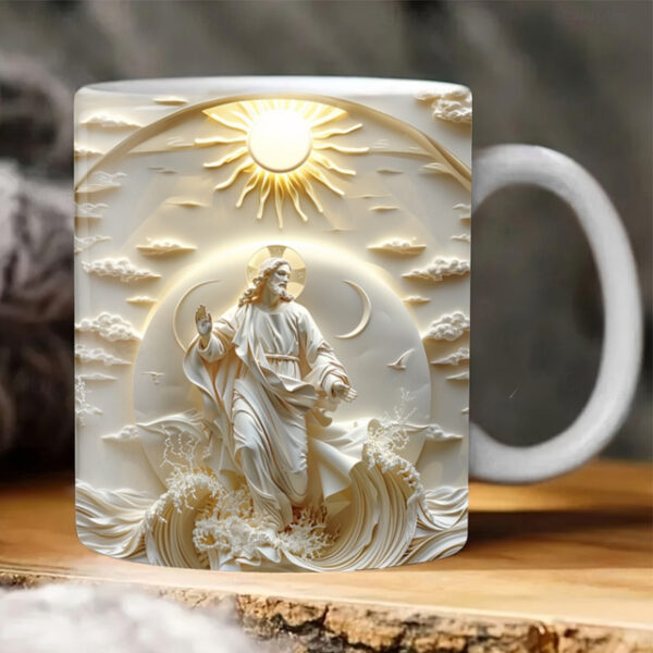 3D Jesus Mug 3D Print Coffee Cup Mug Gift for Christians White Ceramics 330ml 12oz Birthdays Anniversaries Christmas Weddings Best Gifting Ideas for C