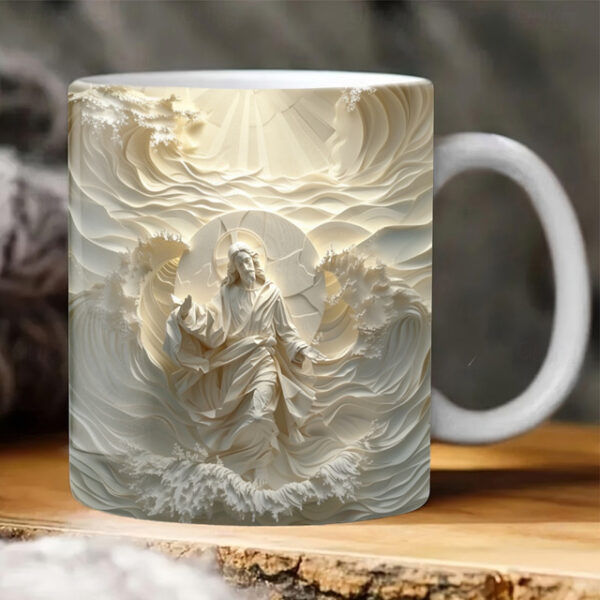 3D Jesus Mug 3D Print Coffee Cup Mug Gift for Christians White Ceramics 330ml 12oz Birthdays Anniversaries Christmas Weddings Best Gifting Ideas for C