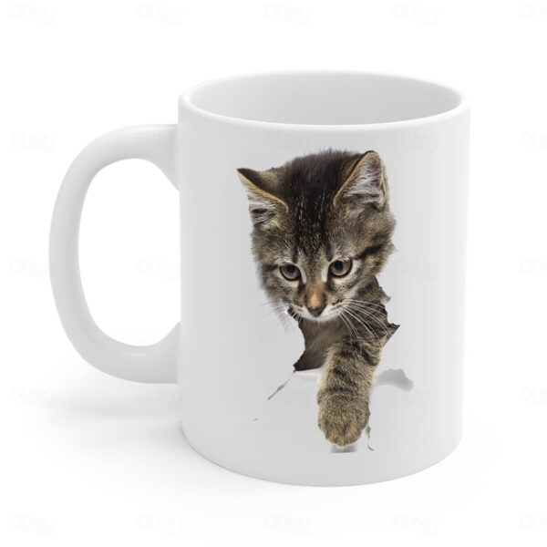 3D Print Kittens Hole In A Wall Mug, Ceramic Coffee Cat Mug 3D Novelty Cat Mugs Cat Lovers Coffee Mug Cat Club Cup White Ceramic Mug Gifts For Men Wo