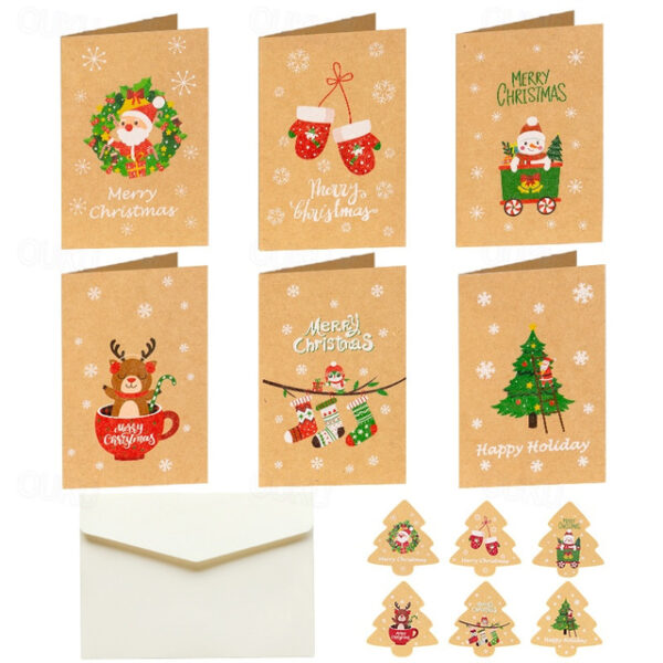 6pcs Greeting Cards Christmas Card Christmas Cards with Envelopes and Stickers Christmas Folding Cards Mini Christmas Cards Christmas Cards Set 2025 -