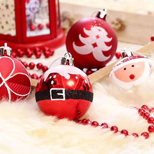 9Pcs Christmas Baubles Set Xmas Balls with Santa Elk Snowflake Bell Patterns Christmas Tree Hanging Ball Ornaments Holiday Wedding New Year Party Deco