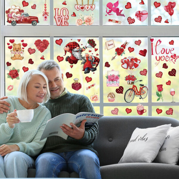 9pcs/set Valentine's Day Static Window Stickers Gnomes Gnomes Window Glass Window Stickers. 2025 - US $6.99