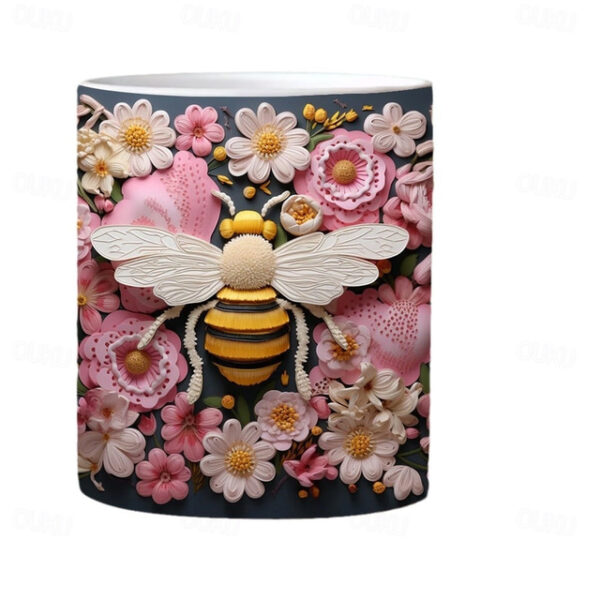 Bee Coffee Cup 3D illusion Coffee Mugs, Animal Gift Cup Travel Mug Funny Drinking Cup Desk Decor,11.2oz Ceramic Mug Tea Mug, Birthday Christmas Gifts