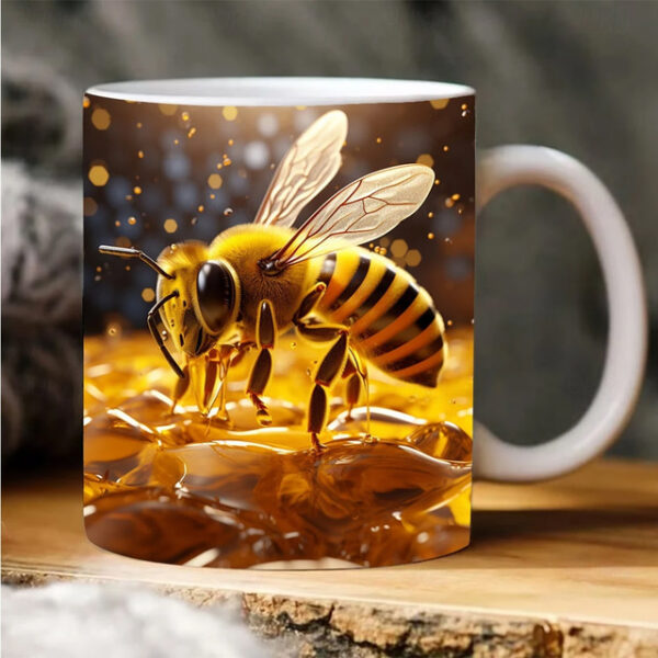 Bee Coffee Cup 3D illusion Coffee Mugs, Animal Gift Cup Travel Mug Funny Drinking Cup Desk Decor,11.2oz Ceramic Mug Tea Mug, Birthday Christmas Gifts