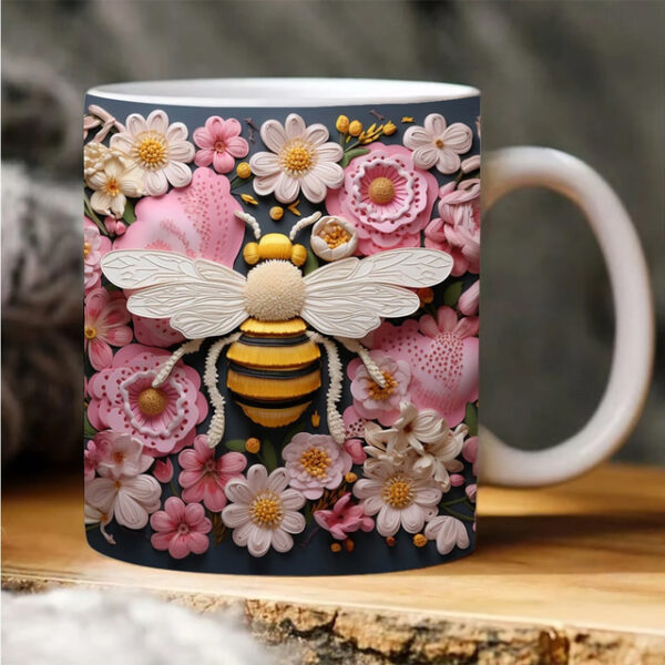 Bee Coffee Cup 3D illusion Coffee Mugs, Animal Gift Cup Travel Mug Funny Drinking Cup Desk Decor,11.2oz Ceramic Mug Tea Mug, Birthday Christmas Gifts