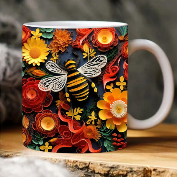 Bee Coffee Cup 3D illusion Coffee Mugs, Animal Gift Cup Travel Mug Funny Drinking Cup Desk Decor,11.2oz Ceramic Mug Tea Mug, Birthday Christmas Gifts