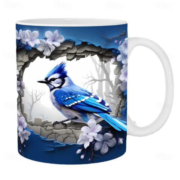 Bird Coffee Cup 3D illusion Coffee Mugs, Animal Gift Cup Travel Mug Funny Drinking Cup Desk Decor,11.2oz Ceramic Mug Tea Mug, Birthday Christmas Gifts