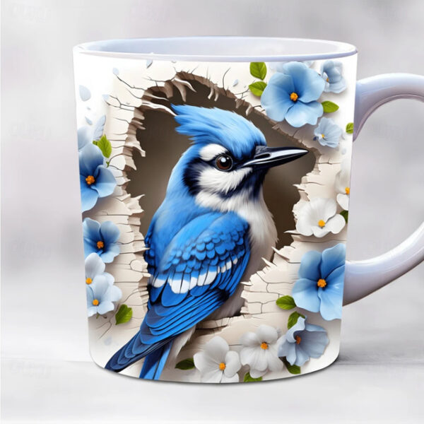 Bird Coffee Cup 3D illusion Coffee Mugs, Animal Gift Cup Travel Mug Funny Drinking Cup Desk Decor,11.2oz Ceramic Mug Tea Mug, Birthday Christmas Gifts