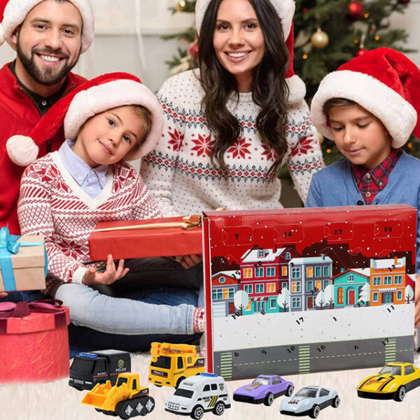 Christmas Advent Calendar 2024, Christmas Countdown Calendar Mystery Box 24PCS Alloy Fire Truck Car Engineering Vehicle for Kids 2025 - US $12.99