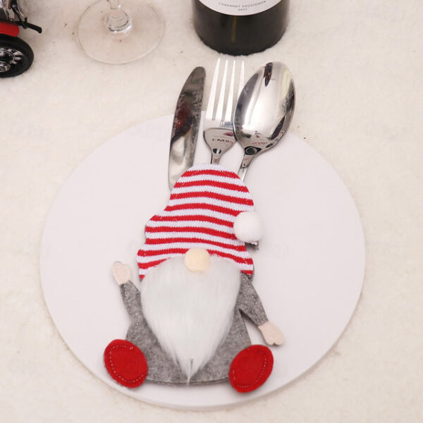 Christmas Cutlery Holders Suit,Christmas Tableware Holder Swedish Santa Gnome Silverware Holders Knife Fork Pouch Bag for Xmas New Year Party Dinner T