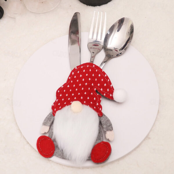 Christmas Cutlery Holders Suit,Christmas Tableware Holder Swedish Santa Gnome Silverware Holders Knife Fork Pouch Bag for Xmas New Year Party Dinner T