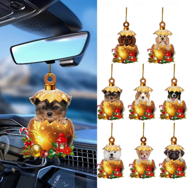 Christmas Dog Ornament,Acrylic 2D Flat Printed Xmas Tree Ornament and Car Rear View Mirror Accessories for Dog Lover 2025 - US $2.99