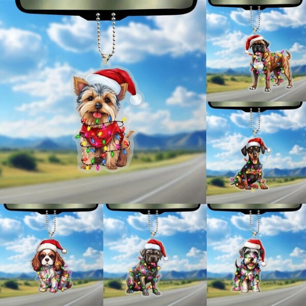 Christmas Dog Tree Decoration, Birthday Parties Xmas Ornament, Adds A Spooky Touch To Your Car Rearview Mirror And Christmas Tree Decorations Keychain