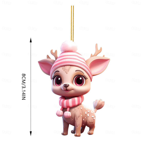 Christmas Ornaments Little Deer Happy Christmas Tree Decoration Pink Deer 2D Acrylic Creative Christmas Decoration Pendant Xmas Gift 2025 - US $2.99