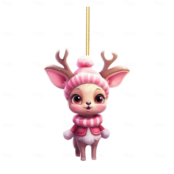 Christmas Ornaments Little Deer Happy Christmas Tree Decoration Pink Deer 2D Acrylic Creative Christmas Decoration Pendant Xmas Gift 2025 - US $2.99