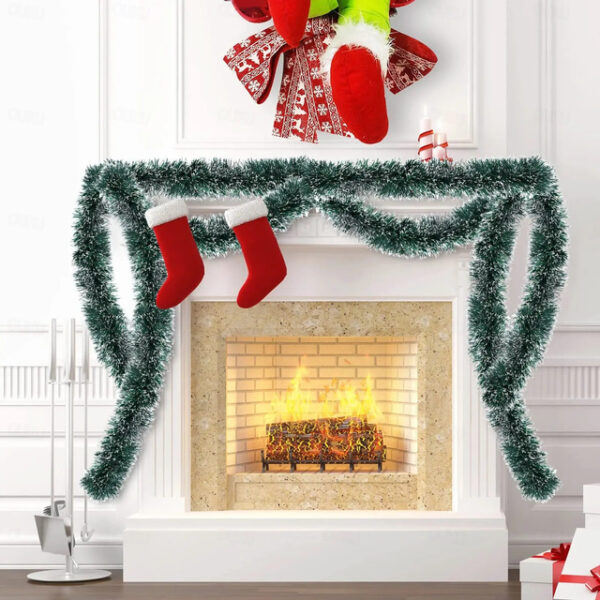 Christmas Shiny Garland with Light,Christmas Tinsel Garland Window Wall Decoration Christmas Tree Garland Hanging Decorations for Christmas Party Indo