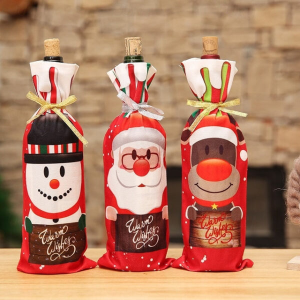 Christmas Wine Bottle Cover Drill Merry Xmas Drawstring Bag New Year Table Decoration 2025 - US $4.99