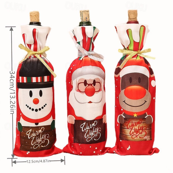 Christmas Wine Bottle Cover Drill Merry Xmas Drawstring Bag New Year Table Decoration 2025 - US $4.99