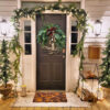 Christmas Wreath Boho Wreath, 17.7'' Artificial Golden Bell Wreath, Xmas Tree Front Door Hanging Garland, Handmade Pine Ring Grapevine Wreath, Celebra