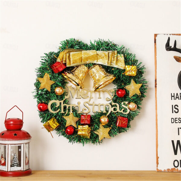 Christmas Wreath Outdoor for Front Door Winter Wreath Window Wall Decoration Garland Wreath Ornaments with Bells Balls Berries Bowknot for Christmas W