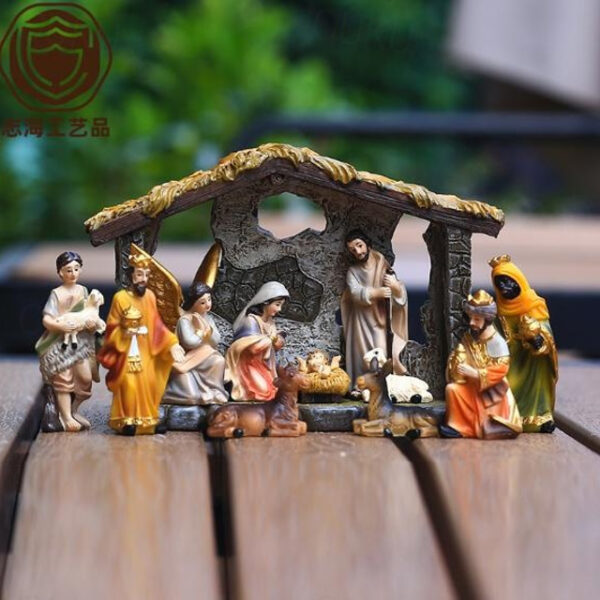 Colorful Resin Nativity Set with Creche - Christmas Nativity Scene for Indoor Holiday Decor - Family-Friendly Christmas Decorations Christmas Nativity