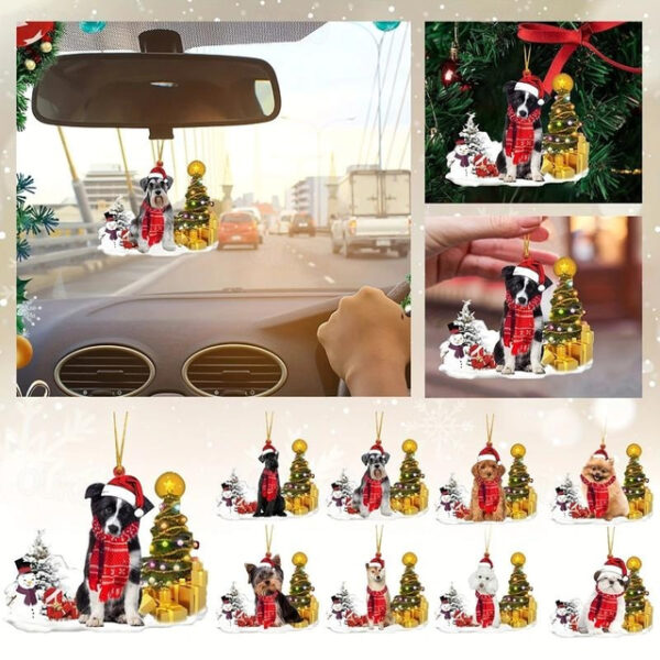 Creative New Car Pendant Christmas Dog Snowman Ornament Christmas Tree Pendant Acrylic Backpack Pendant Xmas Gift 2025 - US $7.49