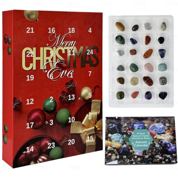 Crystal Advent Calendar 2024 Christmas Healing Crystal Advent Calendar Crystal Repair Stone Kit 24pcs Rock Collection Countdown Calendar For Birthday