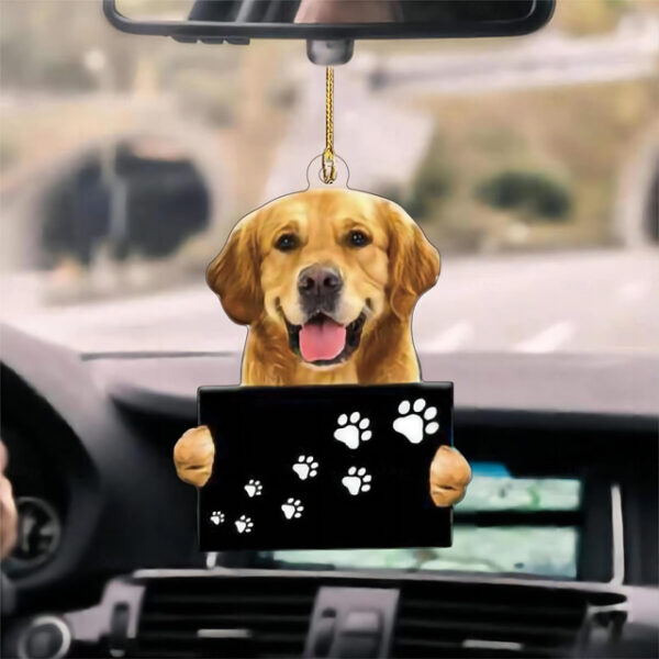 Dog Car Hanging Ornament,Acrylic 2D Flat Dog in The Hands of God Printed 2D Flat Keychain, Optional Acrylic Ornament and Car Rear View Mirror Accessor