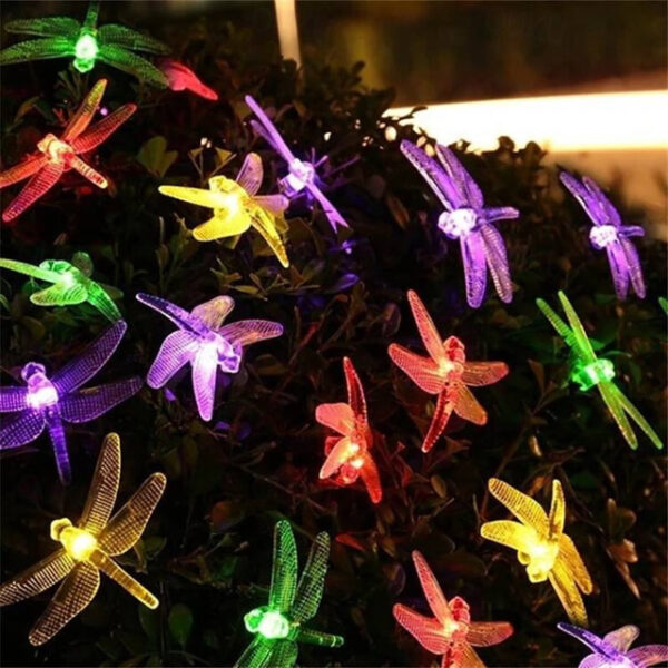 Dragonfly Solar String Lights Outdoor 6.5M 30LEDs Waterproof Solar Fairy Lights 8 Modes Decorative Lights for Patio Garden Yard Fence Wedding Christma